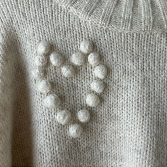 Dreamers by Debut Chunky Heart Poms Sweater Cream L - Picture 4 of 7